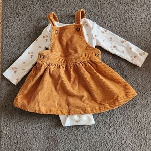 CARTERS Toddler Dress Size 18 Mo Corduroy Cotton Brown Floral Jumper